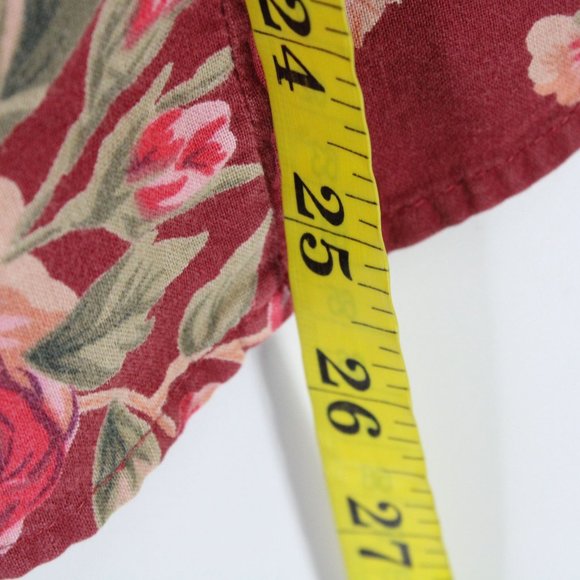 Gloria Vanderbelt Shirt Womens Red Floral Button Down Long Sleeve Collared L - Picture 8 of 8